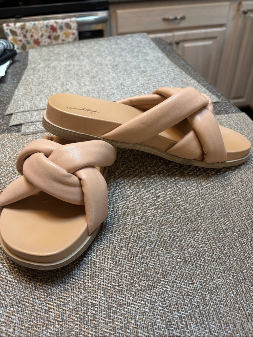 Universe thread Knotted Slide Sandals in Blush Tan